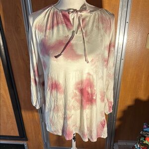 Debra Pink and White Women's Top